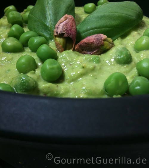  pea and pistachio pesto | GourmetGuerilla.com 
